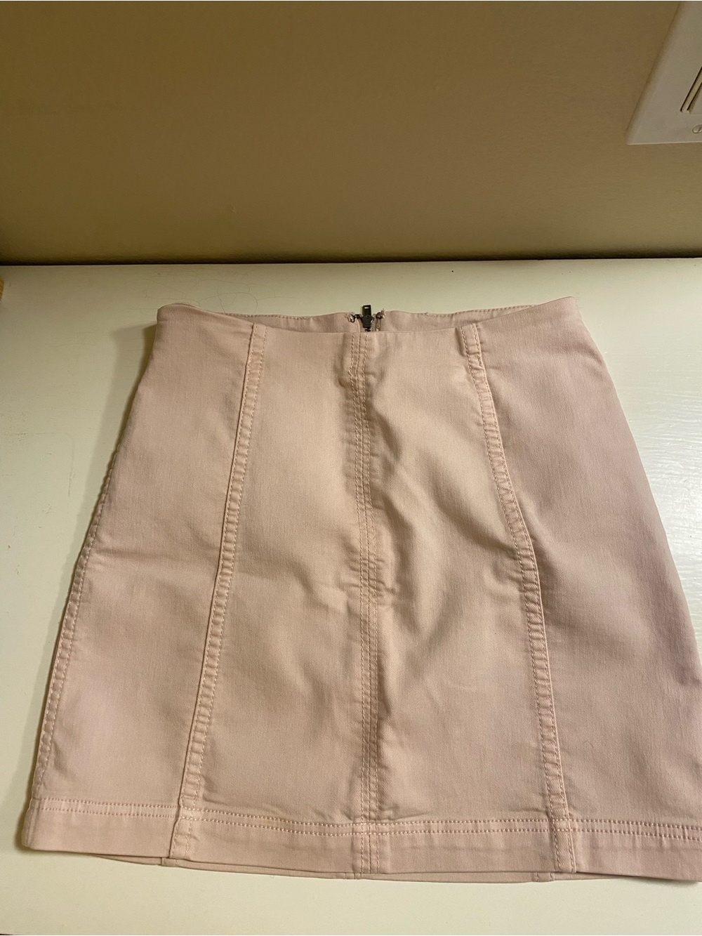 Free People Modern Femme Blush Pink Denim Mini Skirt